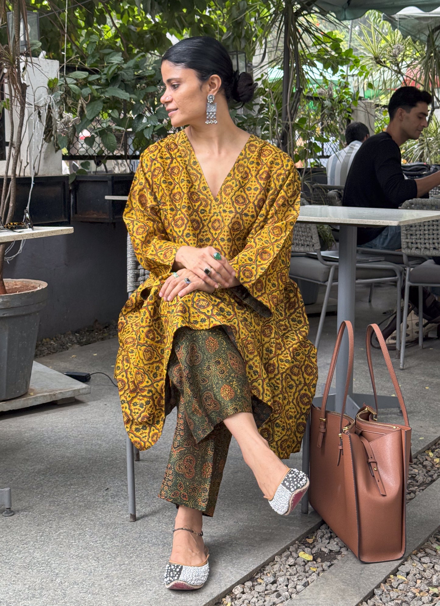 Handblock Printed Natural Dyed Ajrakh Chanderi Silk Pant