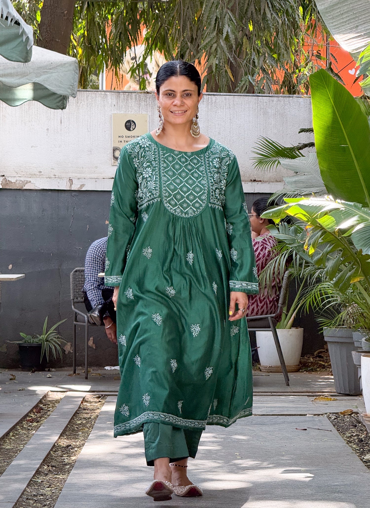 Pure chanderi Silk Chikankari  Embroidered Kurta