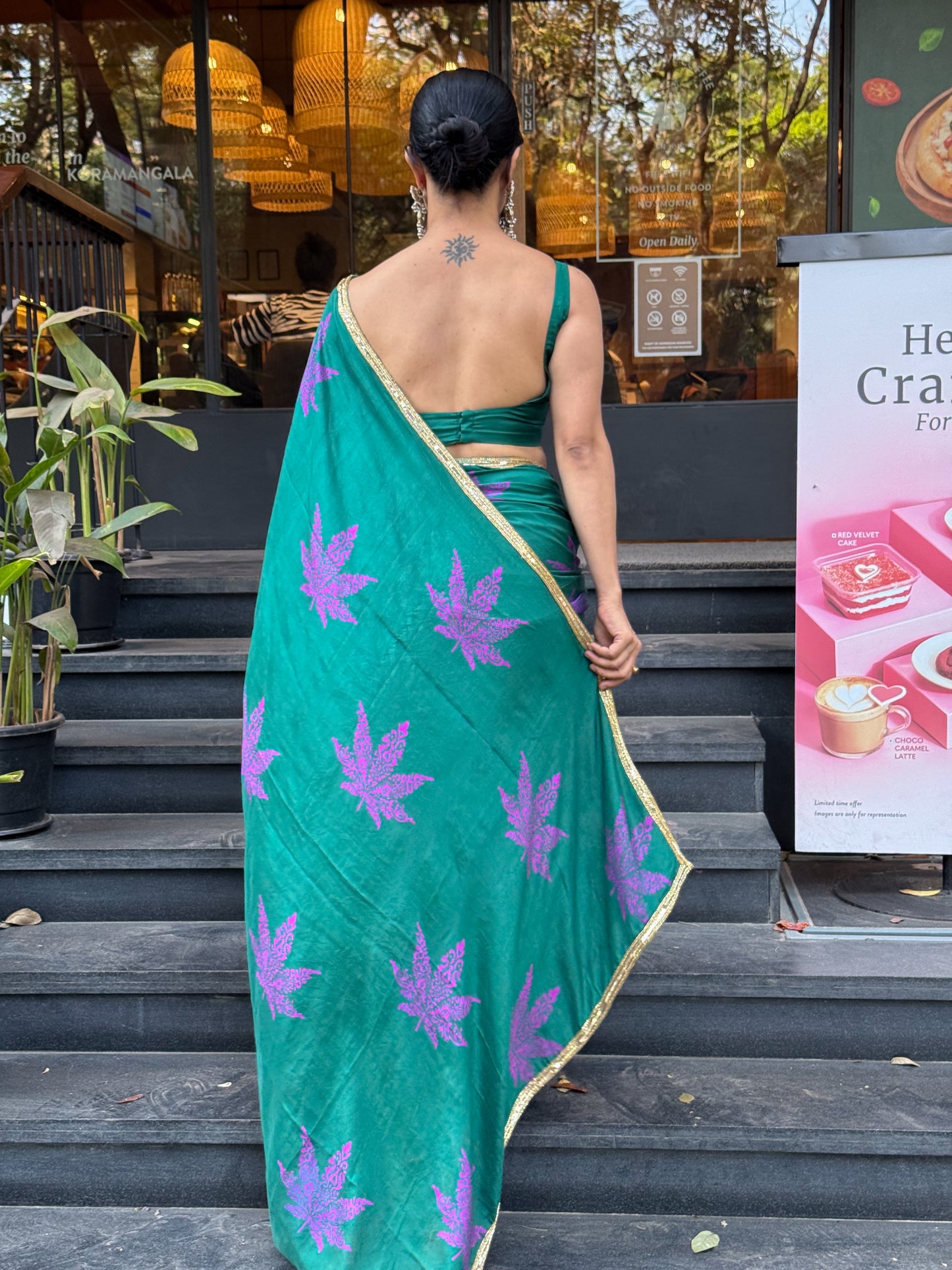 Handloom Hand Block Printed & Hand Embroidered Mulberry Silk Saree