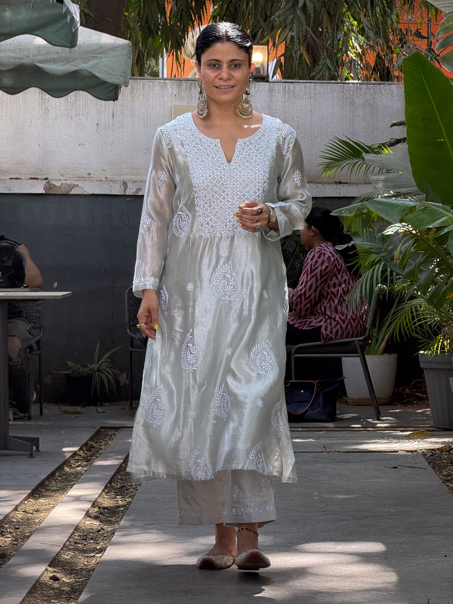 Pure Mulberry Silk Chikankari  Embroidered Kurta Set