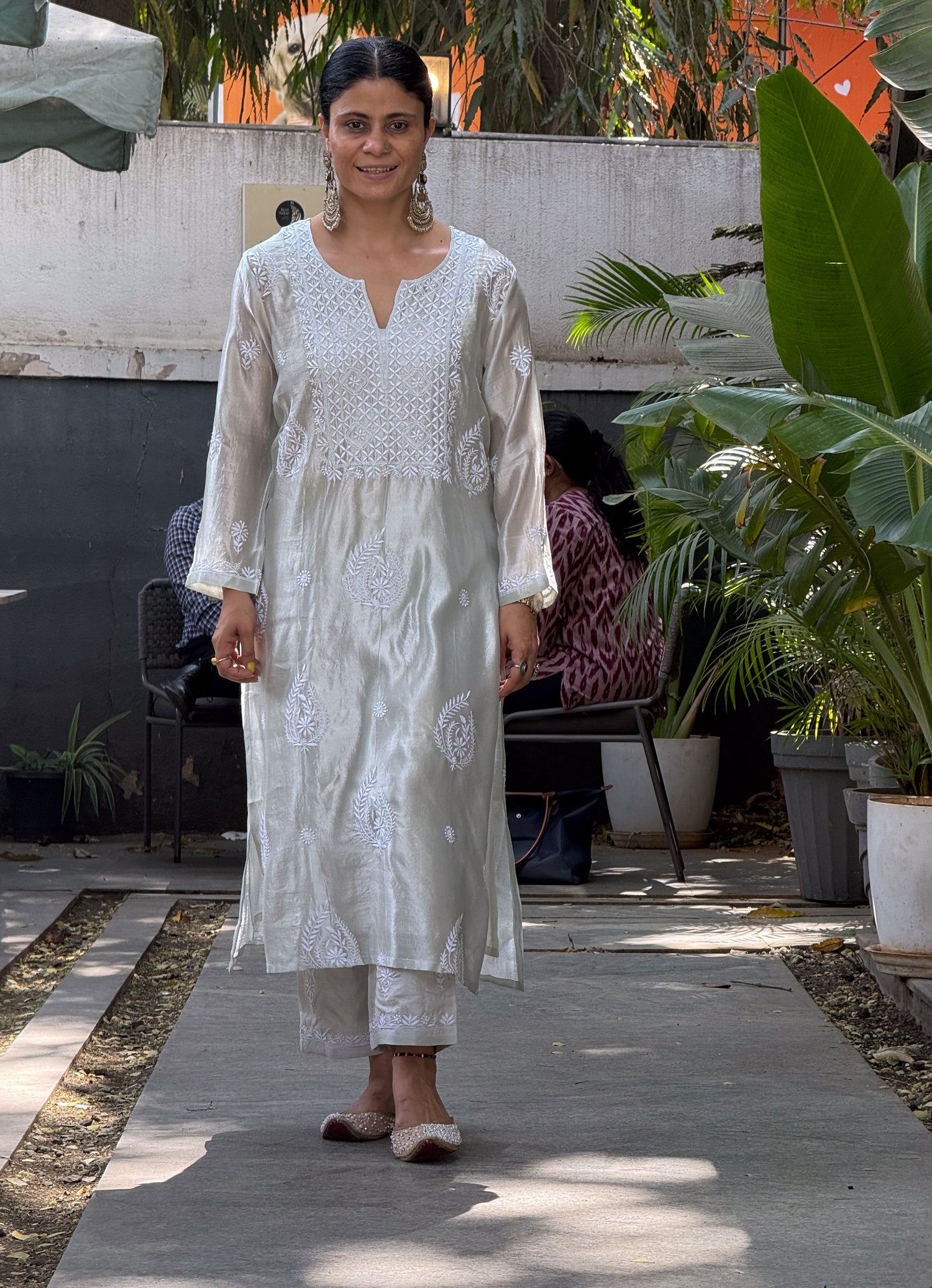 Pure Mulberry Silk Chikankari  Embroidered Kurta Set