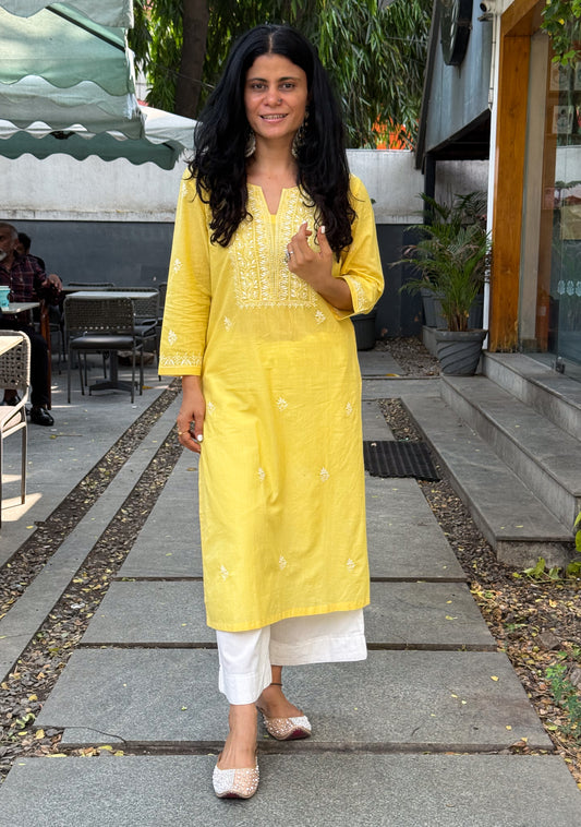 Handloom And Handembroidered Chikankari Cotton Kurta