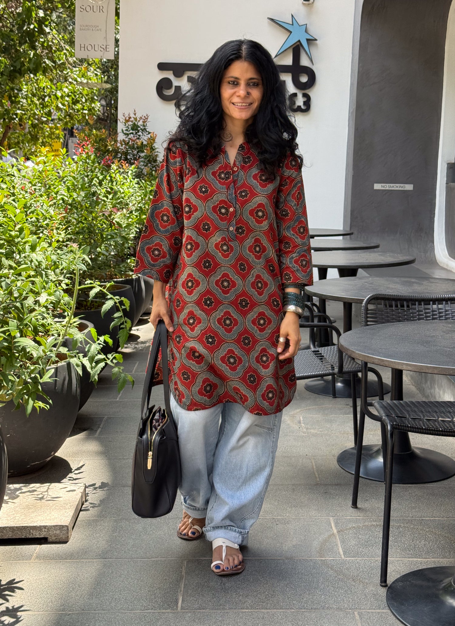 Handloom Cotton With Handblock Printed Natural Dyed Ajrakh Kurta