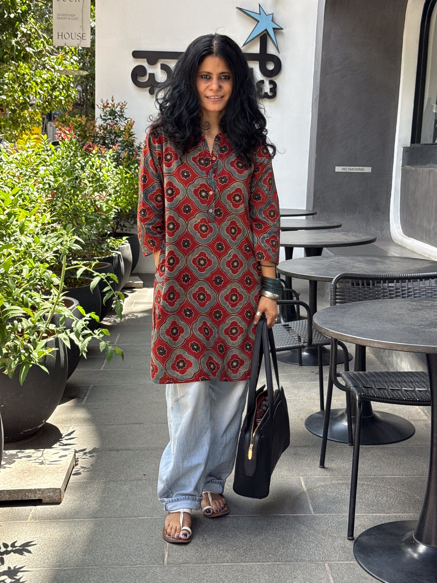 Handloom Cotton With Handblock Printed Natural Dyed Ajrakh Kurta