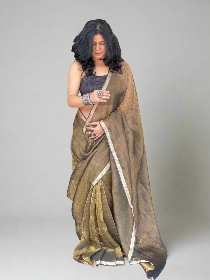 Handloom Linen Zari Saree