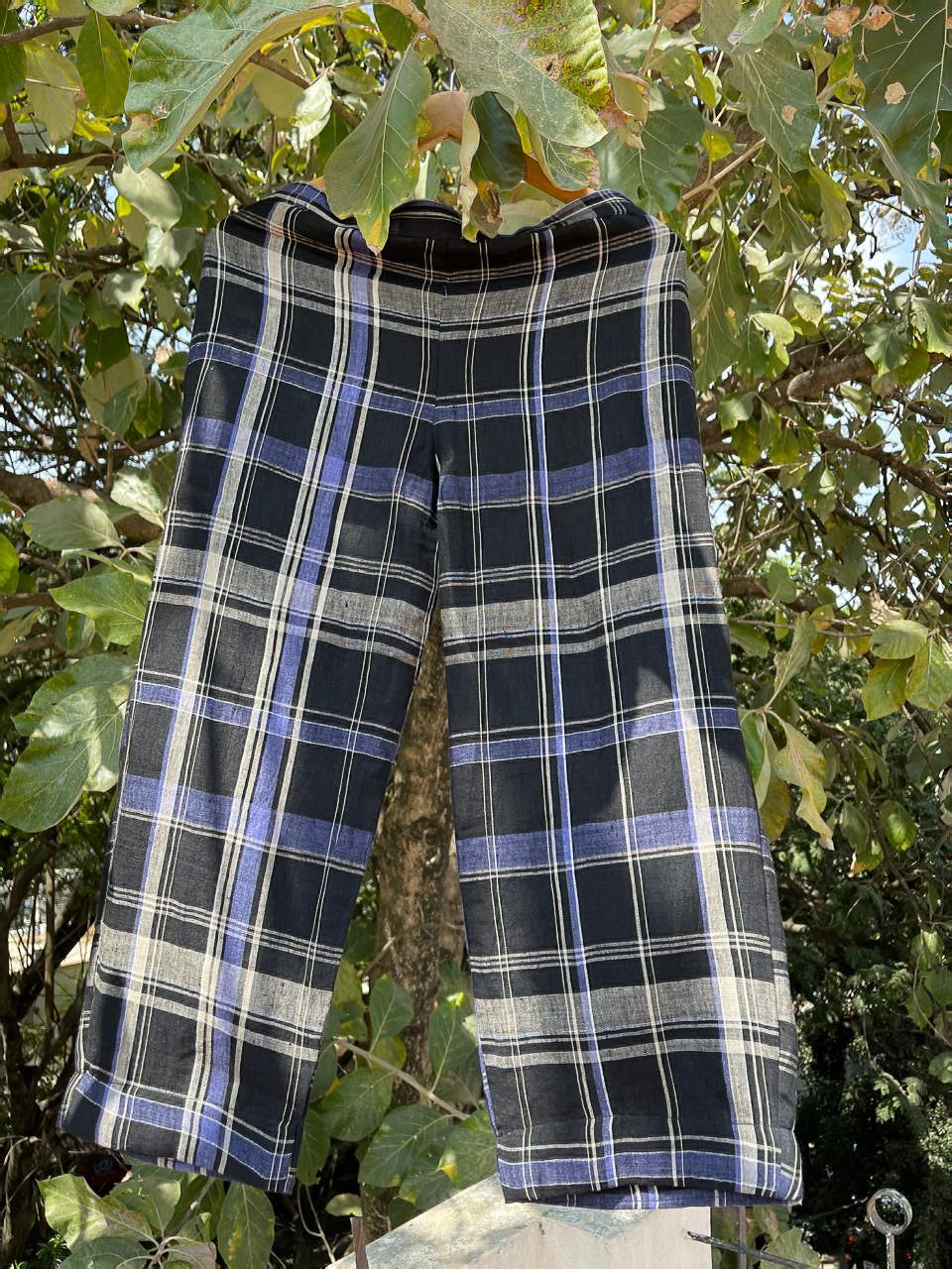 Handwoven Check Linen Pant