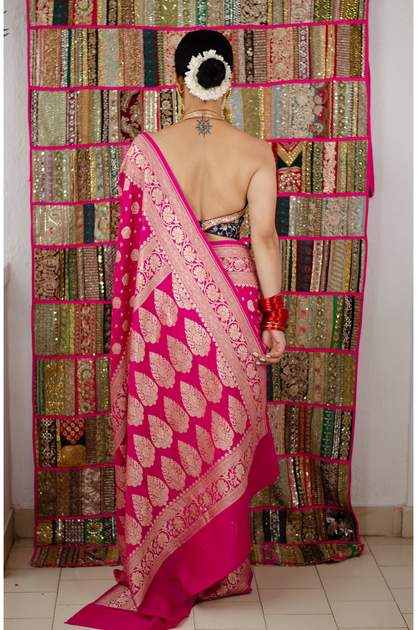 Rani Pink Colour Handloom Banarasi  moonga Silk Saree
