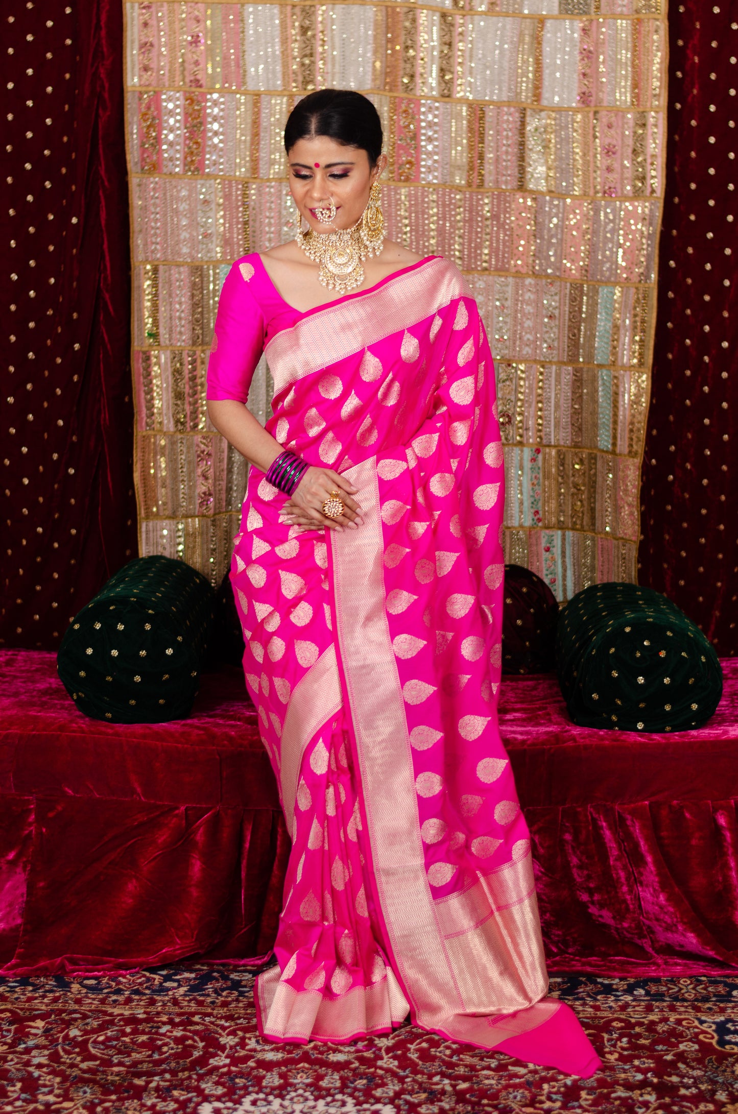 Pink Colour Handloom Katan Banarasi Silk saree