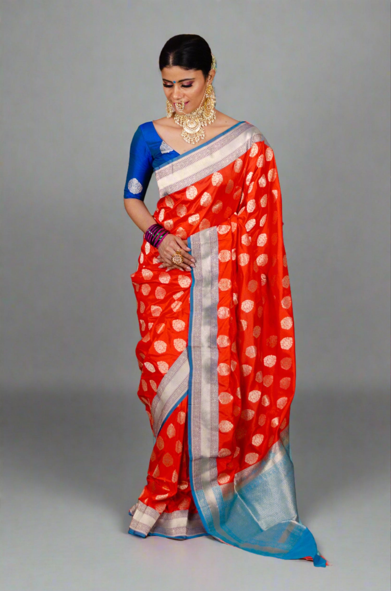 Orange Colour Handloom Katan Banarasi Silk saree