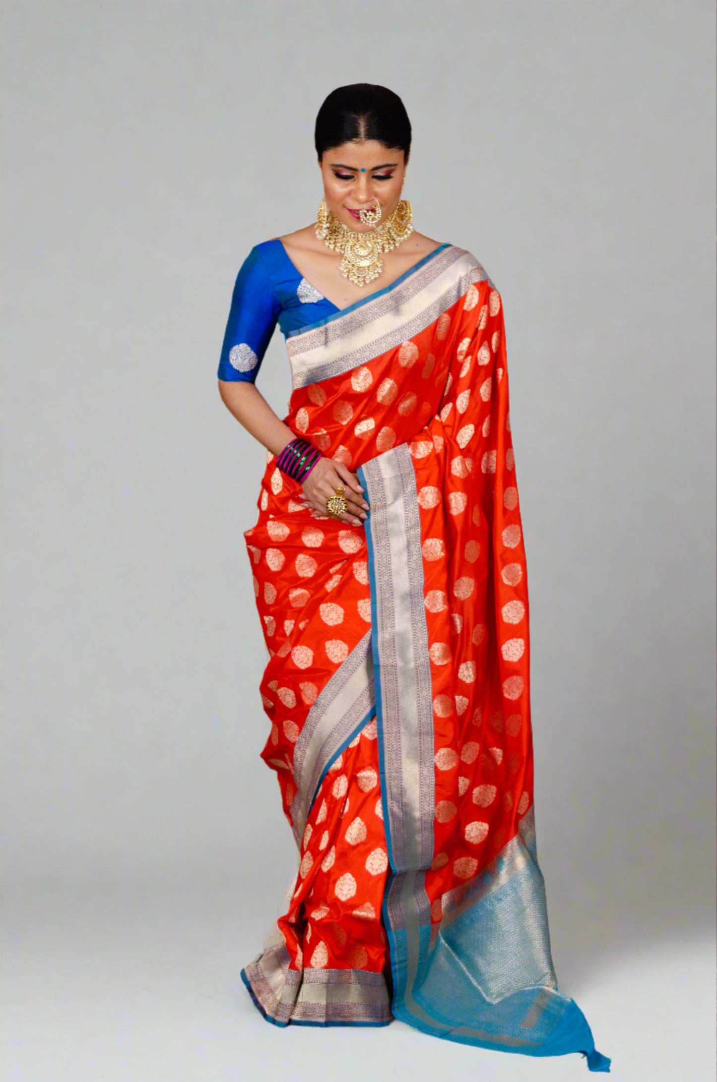 Orange Colour Handloom Katan Banarasi Silk saree