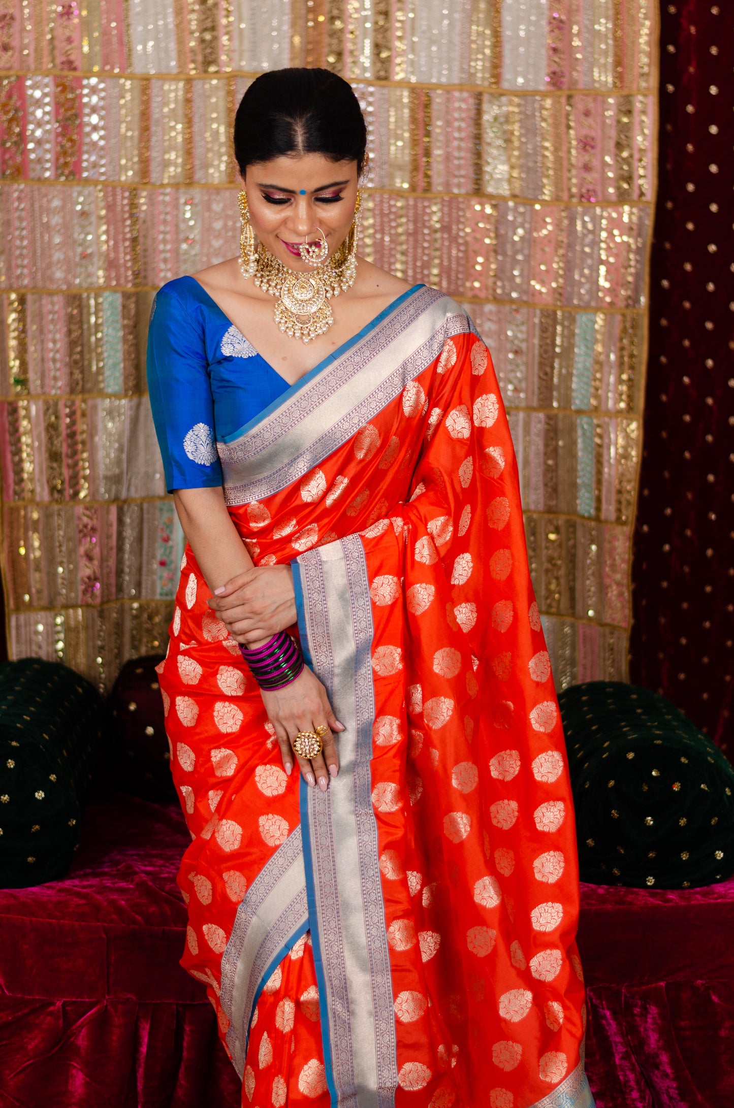 Orange Colour Handloom Katan Banarasi Silk saree