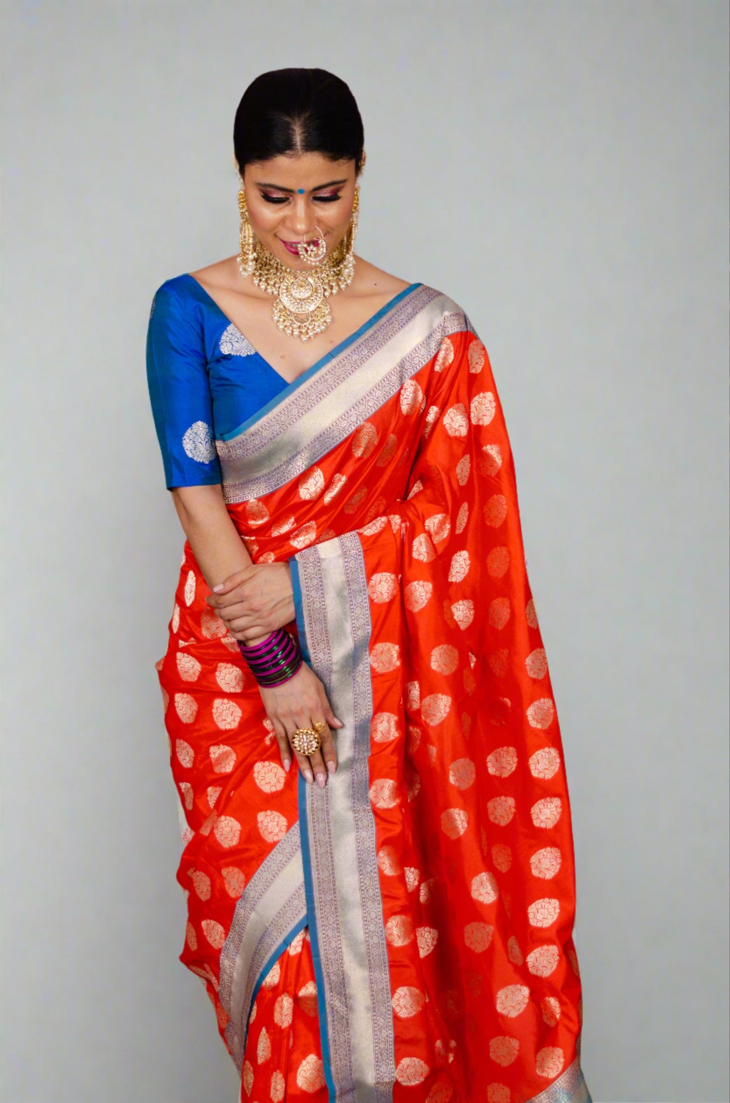 Orange Colour Handloom Katan Banarasi Silk saree