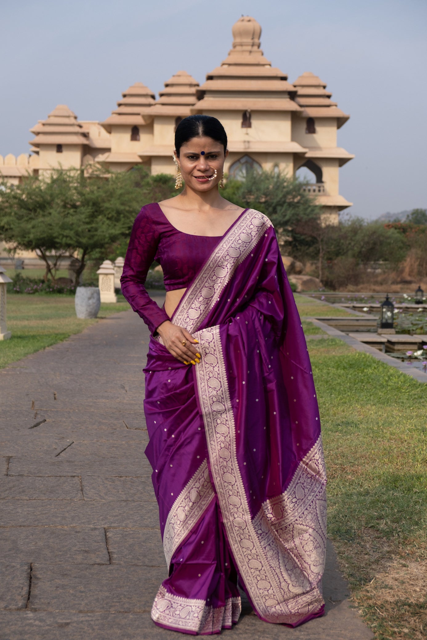 Jamuni Colour Handwoven Kadwa Katan Silk Banarasi Saree