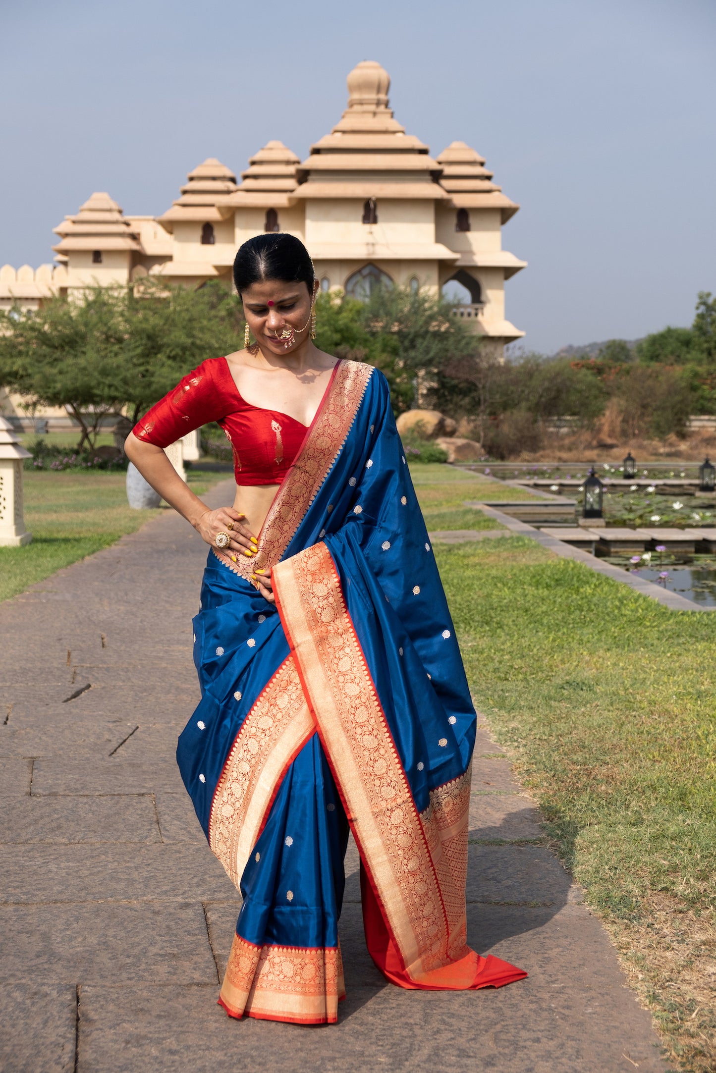 Blue  Colour Handwoven Kadwa Katan Silk Banarasi Saree