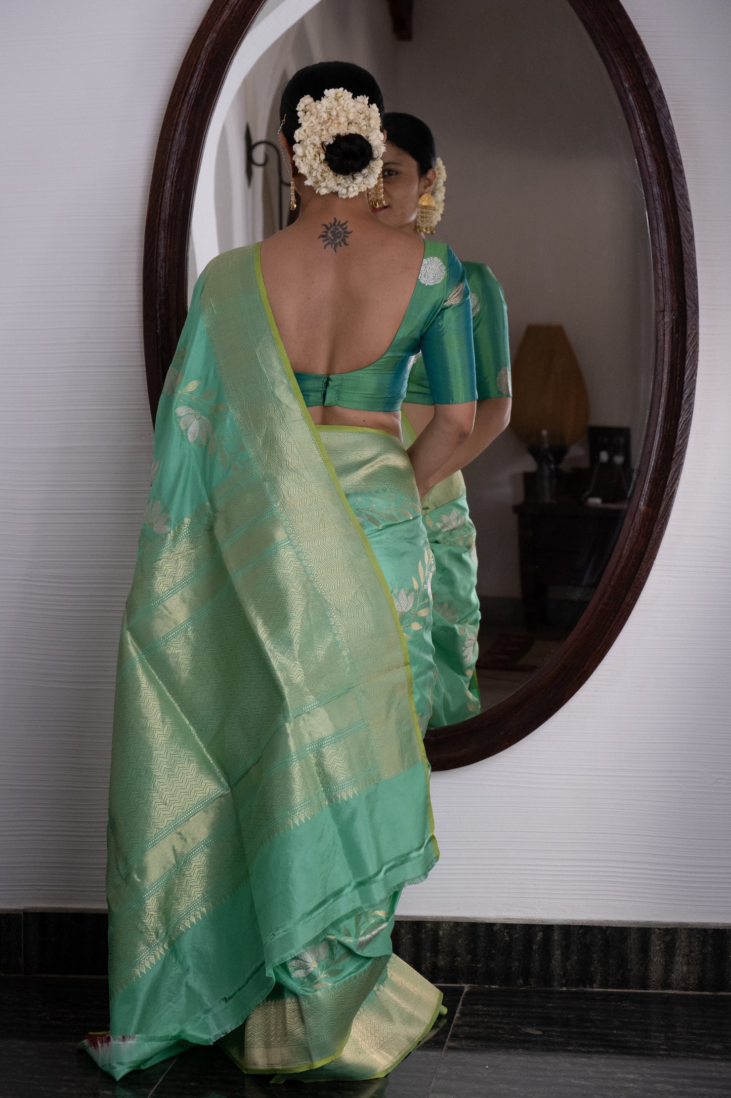 Deep Pista Green Handwoven Kadwa Katan Silk Banarasi Saree