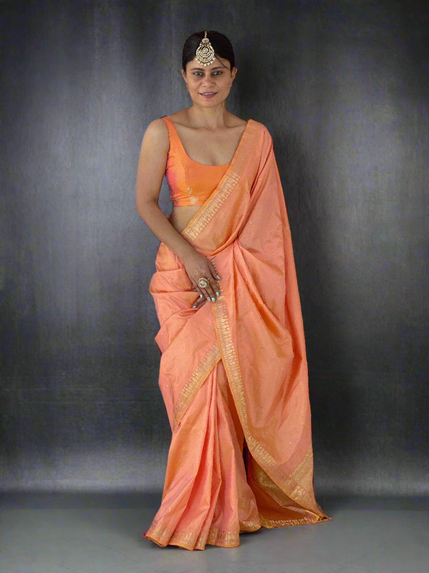 Peach Colour  Handwoven Kadwa  Katan Silk Banarasi  Saree