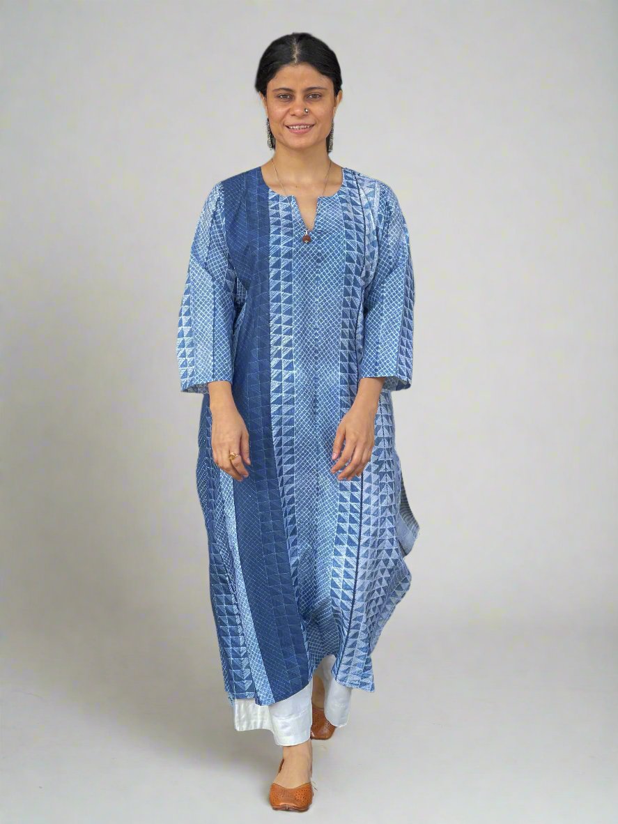 Handmade Mulberry  Silk Shibori Kalidar Kurta