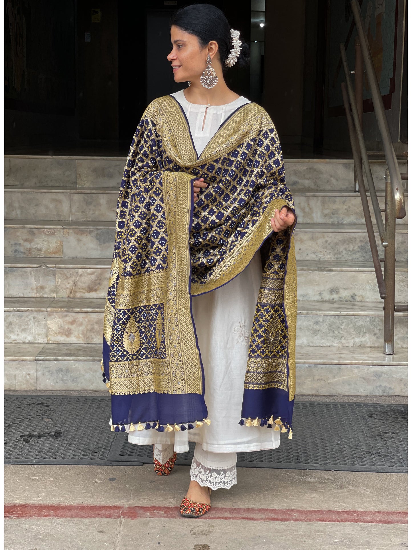 Handloom & Handmade Georgette Banarasi Bandhini Silk Saree