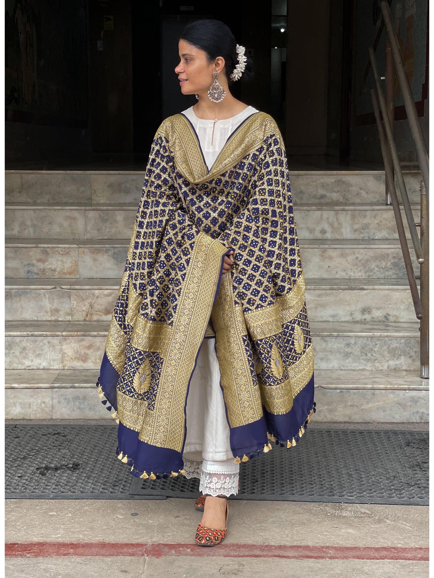 Handloom & Handmade Georgette Banarasi Bandhini Silk dupatta