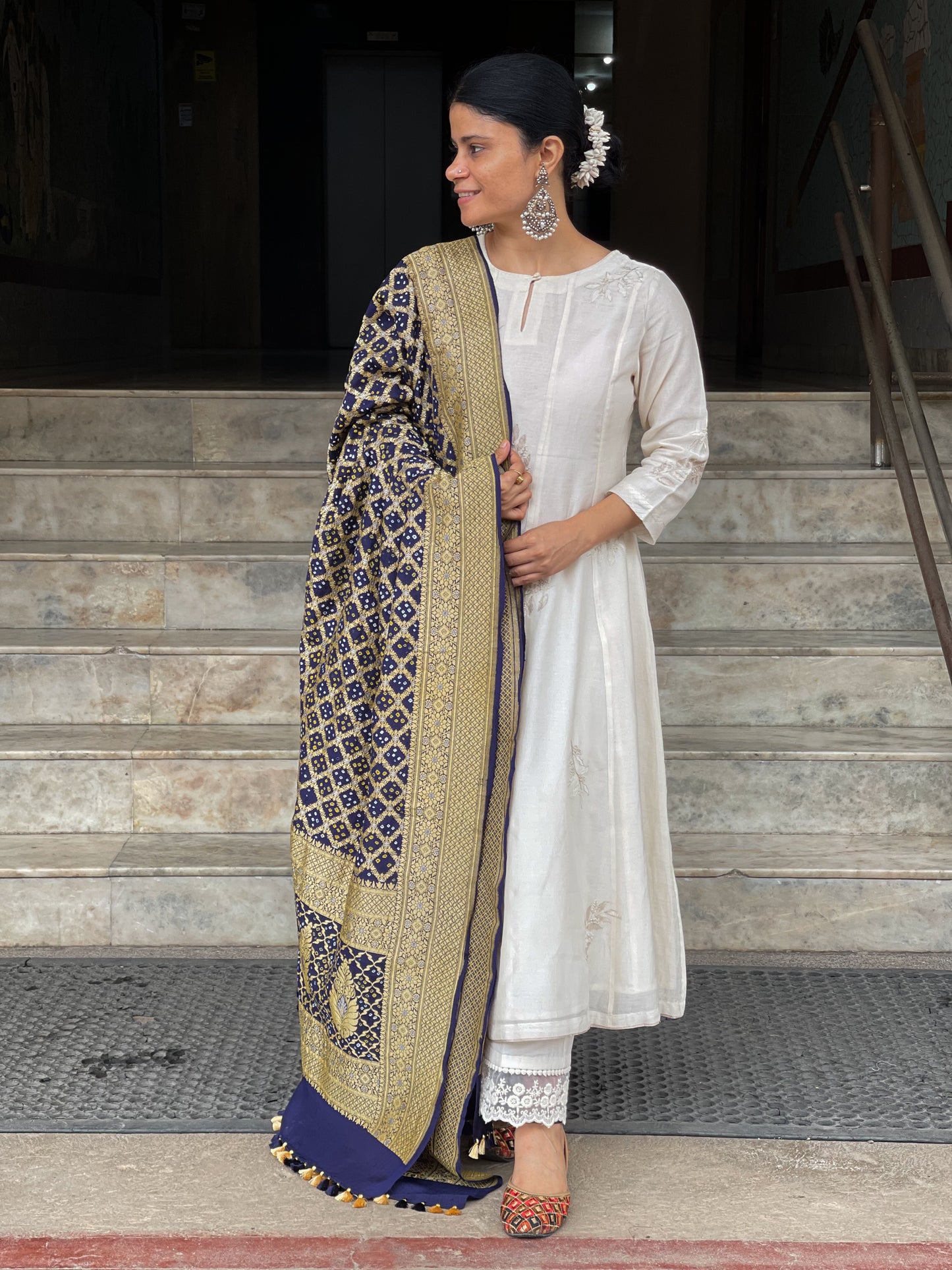 Handloom & Handmade Georgette Banarasi Bandhini Silk Saree