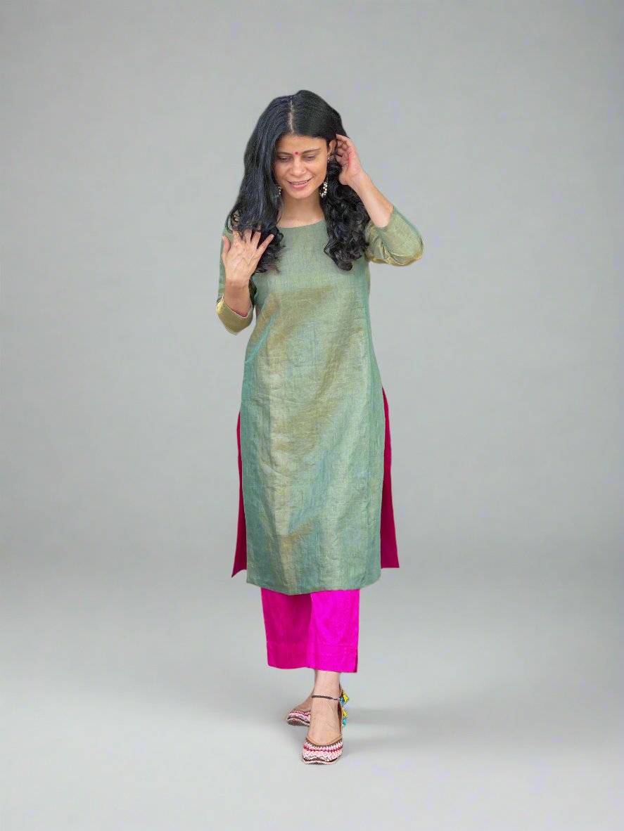 Handloom Metallic Silk Kurta
