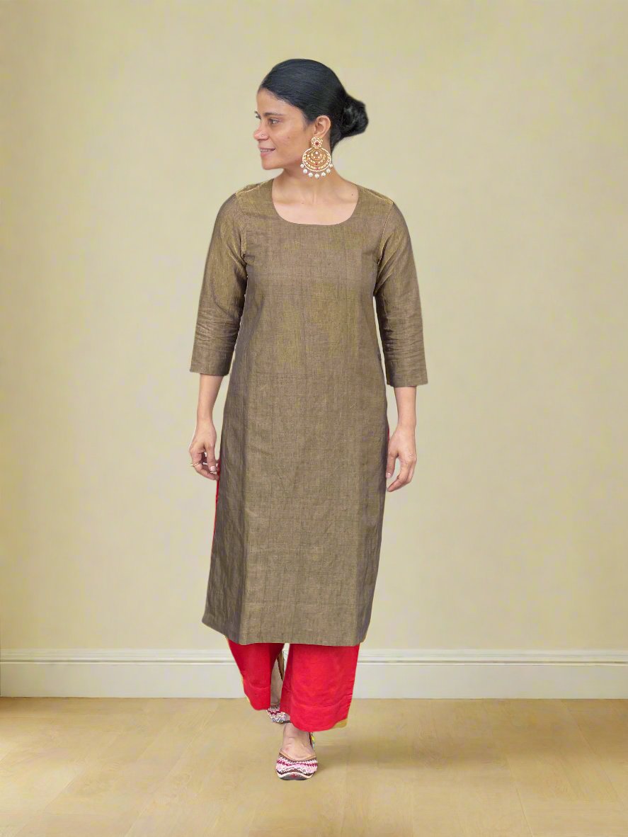 Handloom Metallic Silk Kurta