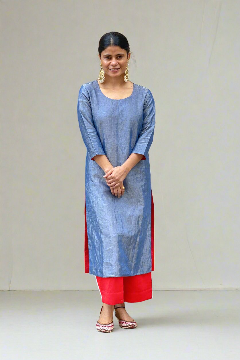 Handloom Metallic Silk Kurta